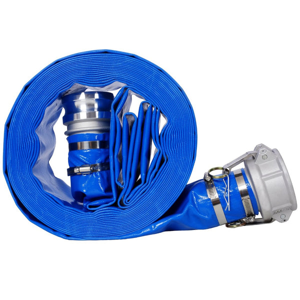 English Elm 3"x50ft Pool Backwash Lay Flat Pvc Hose Heavy Duty Camlock Fittings Discharge W465P203282