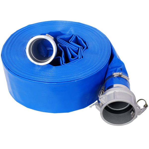 English Elm 3"x100ft Pool Backwash Lay Flat Pvc Hose Heavy Duty Reinforced with Camlock Fittings W465P203285