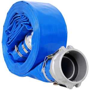English Elm 3"x100ft Pool Backwash Lay Flat Pvc Hose Heavy Duty Reinforced with Camlock Fittings W465P203285