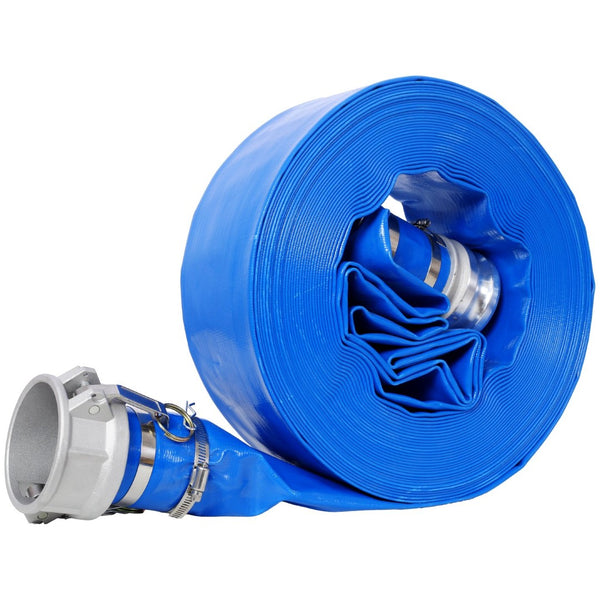English Elm 3"x100ft Pool Backwash Lay Flat Pvc Hose Heavy Duty Reinforced with Camlock Fittings W465P203285