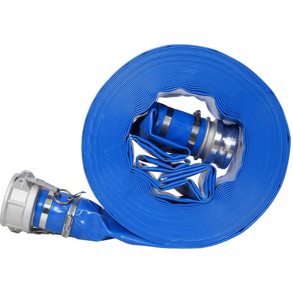English Elm 3"x100ft Pool Backwash Lay Flat Pvc Hose Heavy Duty Reinforced with Camlock Fittings W465P203285