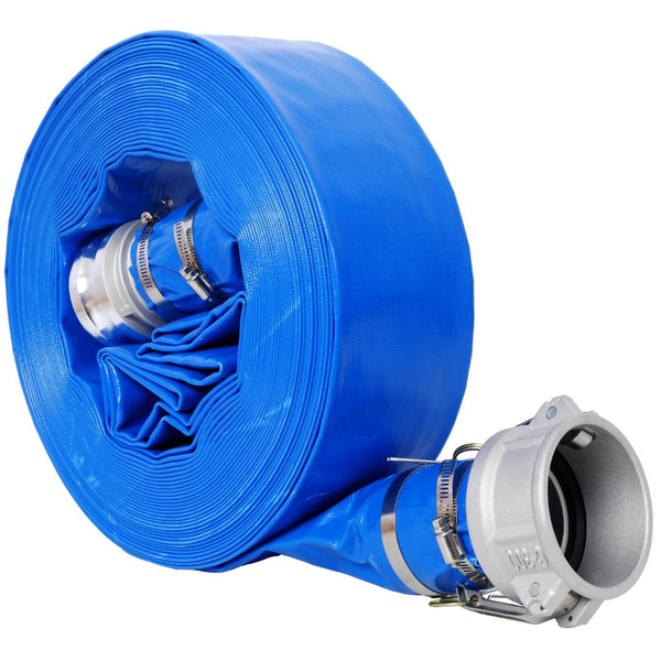 English Elm 3"x100ft Pool Backwash Lay Flat Pvc Hose Heavy Duty Reinforced with Camlock Fittings W465P203285