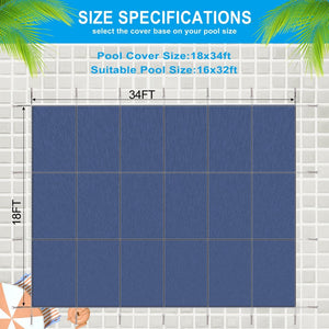 English Elm Inground Pool Safety Cover 16x32 Ft Mesh Rectangle Winter Protection Hardware Kit Blue W465P203689