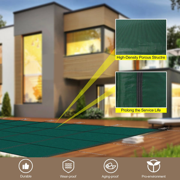 English Elm Inground Pool Safety Cover 16x32 Ft Mesh Rectangle Winter Protection Hardware Kit Green W465P203690