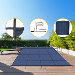 English Elm Inground Pool Safety Cover Mesh Rectangle 18x36ft Triple Stitched Winter Protection Blue W465P203691