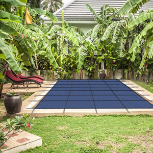 English Elm Inground Pool Safety Cover Mesh Rectangle 18x36ft Triple Stitched Winter Protection Blue W465P203691