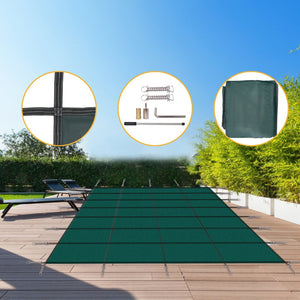 English Elm Inground Pool Safety Cover Mesh Rectangle 18x36ft Triple Stitched Winter Protection Green W465P203692