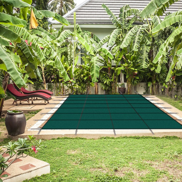 English Elm Inground Pool Safety Cover Mesh Rectangle 18x36ft Triple Stitched Winter Protection Green W465P203692