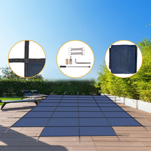 English Elm Pool Safety Cover for 18x36 Inground Rectangular Pools Triple Stitched Mesh Winter Guard Blue W465P203695