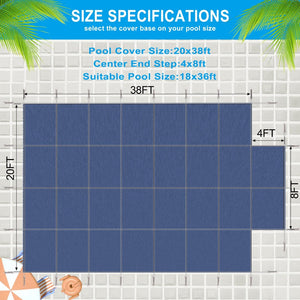 English Elm Pool Safety Cover for 18x36 Inground Rectangular Pools Triple Stitched Mesh Winter Guard Blue W465P203695