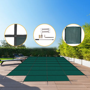 English Elm Pool Safety Cover for 18x36 Inground Rectangular Pools Triple Stitched Mesh Winter Guard Green W465P203696