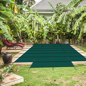 English Elm Pool Safety Cover for 18x36 Inground Rectangular Pools Triple Stitched Mesh Winter Guard Green W465P203696