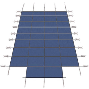 English Elm Pool Safety Cover Rectangular Inground Winter Mesh Triple Stitched Polypropylene Step Fit Blue W465P203697