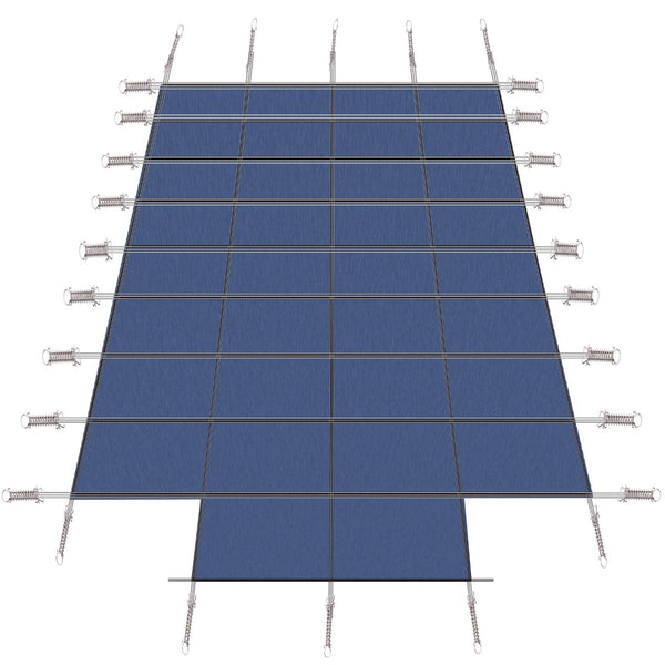 English Elm Pool Safety Cover Rectangular Inground Winter Mesh Triple Stitched Polypropylene Step Fit Blue W465P203697