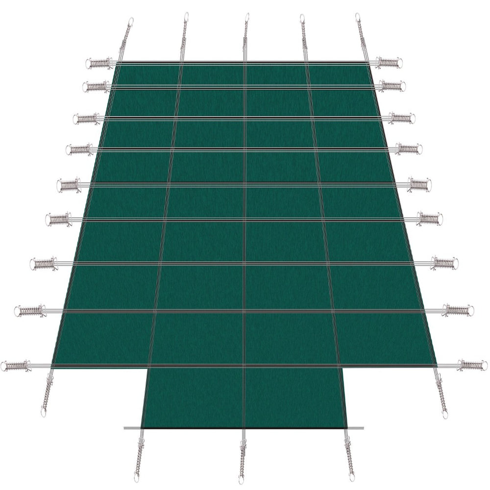 English Elm Pool Safety Cover Rectangular Inground Winter Mesh Triple Stitched Polypropylene Step Fit Green W465P203698