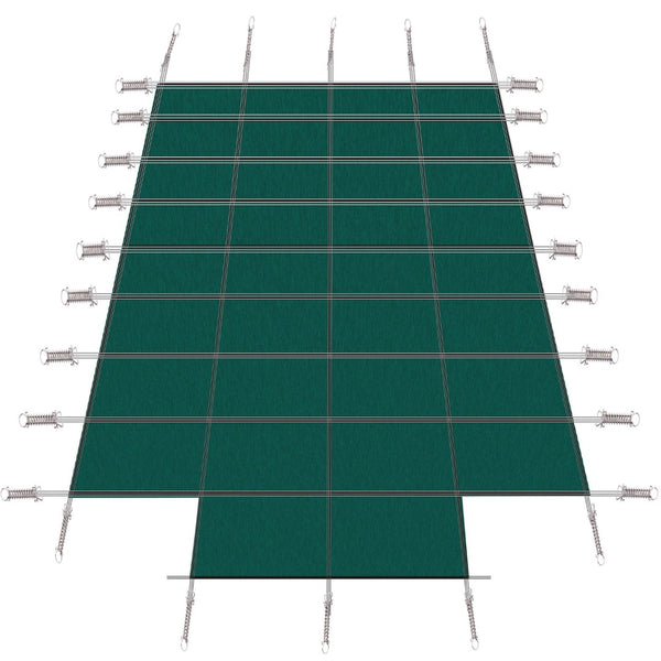 English Elm Pool Safety Cover Rectangular Inground Winter Mesh Triple Stitched Polypropylene Step Fit Green W465P203698