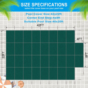 English Elm Pool Safety Cover Rectangular Inground Winter Mesh Triple Stitched Polypropylene Step Fit Green W465P203698