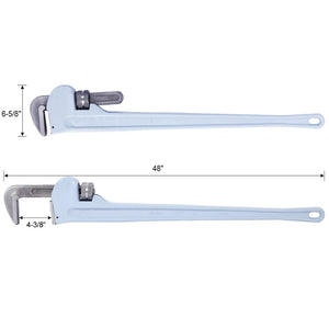 English Elm 48 Inch Aluminum Pipe Wrench Lightweight I-beam Handle Forged Jaw Plumbing Tool W465P203954