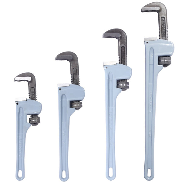 English Elm 4pcs Aluminum Pipe Wrench Set Lightweight Forged Jaw Plumbing Tool Kit W465P203958