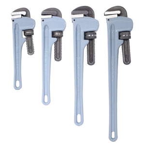 English Elm 4pcs Aluminum Pipe Wrench Set Lightweight Forged Jaw Plumbing Tool Kit W465P203958