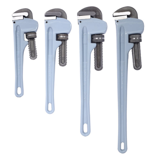English Elm 4pcs Aluminum Pipe Wrench Set Lightweight Forged Jaw Plumbing Tool Kit W465P203958
