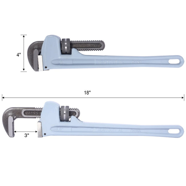 English Elm 4pcs Aluminum Pipe Wrench Set Lightweight Forged Jaw Plumbing Tool Kit W465P203958