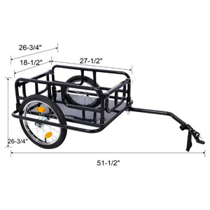 English Elm Foldable Bike Cargo Trailer Steel Frame 110 Lb Capacity with Air Tires and Reflectors W465P208417