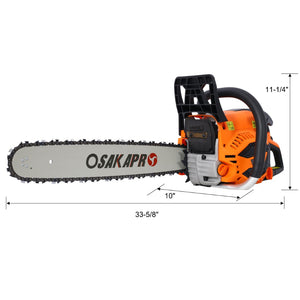 English Elm 62cc Gas Chainsaw 2-cycle Engine with Dual Guide Bars for Heavy Duty Tree Felling W465P209768