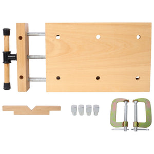 English Elm Woodworking Bench Vise Portable Beech Surface with Quick Release Handle and Limit Blocks W465P210780