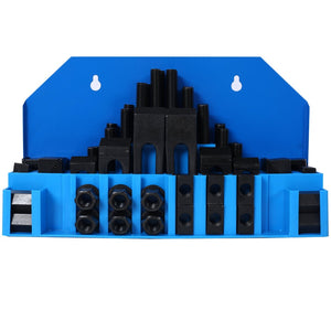 English Elm 58pc Heat Treated Tool Steel Milling Clamping Kit with Step Blocks Studs and T-nuts Blue W465P215023