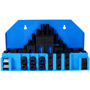 English Elm 58pc Heat Treated Tool Steel Milling Clamping Kit with Step Blocks Studs and T-nuts Blue W465P215023
