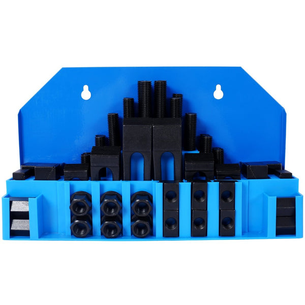 English Elm 58pc Heat Treated Tool Steel Milling Clamping Kit with Step Blocks Studs and T-nuts Blue W465P215023