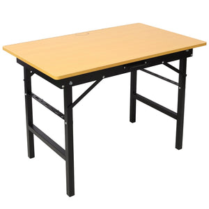 English Elm Portable Folding Workbench with Steel Frame Mdf Surface Built-in Scale and Angle Finder W465P215026
