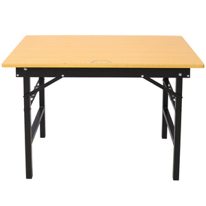 English Elm Portable Folding Workbench with Steel Frame Mdf Surface Built-in Scale and Angle Finder W465P215026