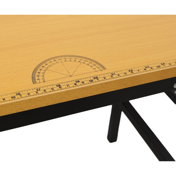English Elm Portable Folding Workbench with Steel Frame Mdf Surface Built-in Scale and Angle Finder W465P215026