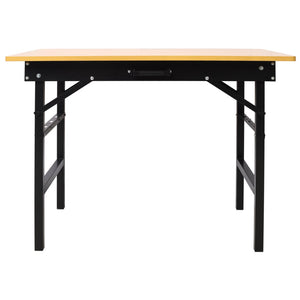 English Elm Portable Folding Workbench with Steel Frame Mdf Surface Built-in Scale and Angle Finder W465P215026