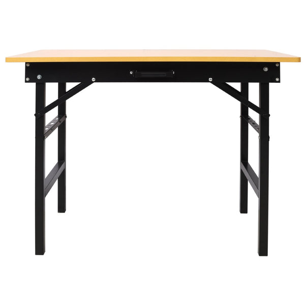 English Elm Portable Folding Workbench with Steel Frame Mdf Surface Built-in Scale and Angle Finder W465P215026