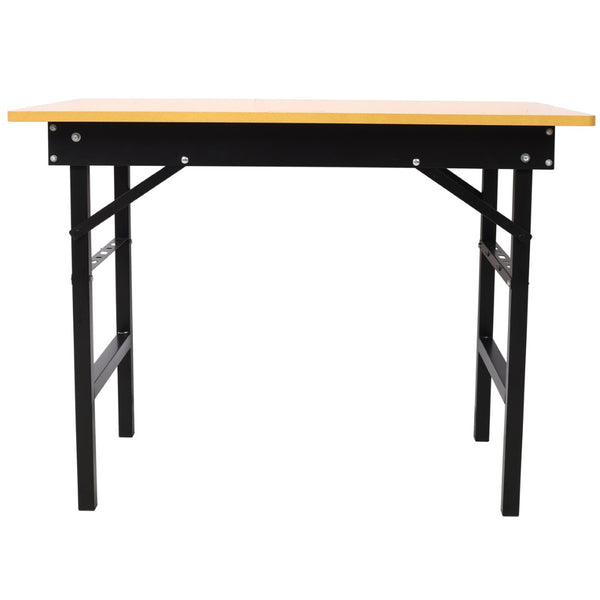 English Elm Portable Folding Workbench with Steel Frame Mdf Surface Built-in Scale and Angle Finder W465P215026
