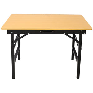 English Elm Portable Folding Workbench with Steel Frame Mdf Surface Built-in Scale and Angle Finder W465P215026