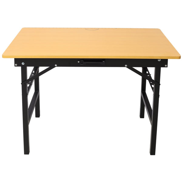 English Elm Portable Folding Workbench with Steel Frame Mdf Surface Built-in Scale and Angle Finder W465P215026