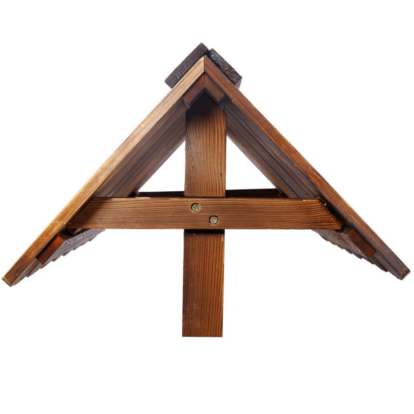 English Elm Rustic Carbonized Fir Wood Wishing Well Planter with Rope Bucket for Patio Garden W465P215368