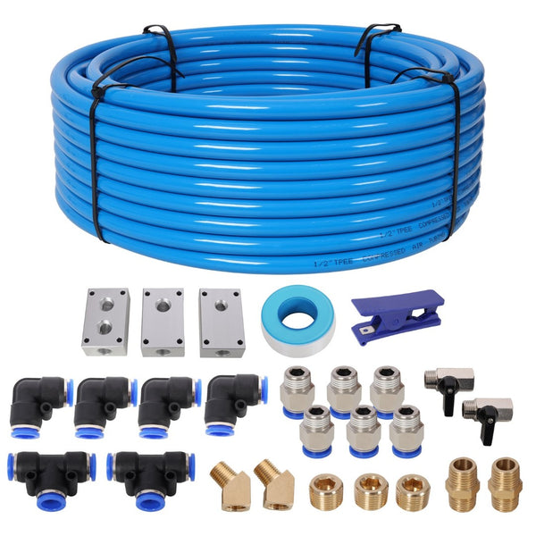 English Elm Air Piping System with Flexible Tpee Tubing Push Connect Fittings for Workshop Use W465P220504
