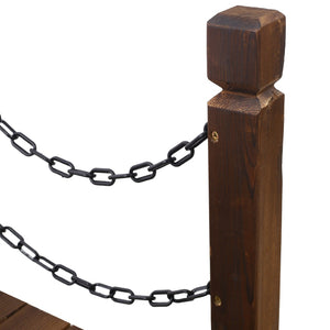 English Elm 5 Ft Fir Wood Arc Garden Bridge with Chain Railings for Pond Creek Backyard W465P221155