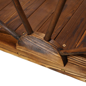 English Elm 3.3ft Solid Fir Arched Garden Footbridge Spoke Railings Stained Outdoor Wood W465P221160