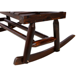 English Elm Outdoor Carbonized Solid Wood Double Rocking Bench Ergonomic Farmhouse Porch Seat for Two W465P221182