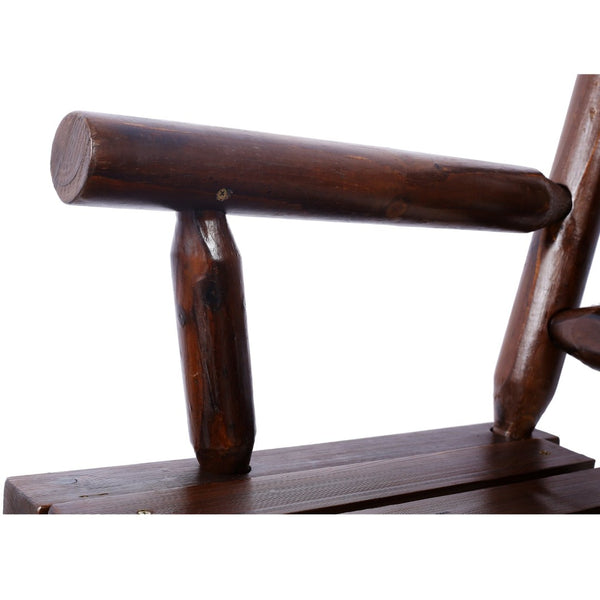 English Elm Outdoor Carbonized Solid Wood Double Rocking Bench Ergonomic Farmhouse Porch Seat for Two W465P221182