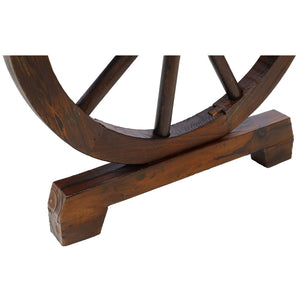English Elm 2-person Solid Fir Wagon Wheel Outdoor Bench Slatted Rustic Porch Garden Seating W465P222613