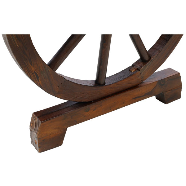 English Elm 2-person Solid Fir Wagon Wheel Outdoor Bench Slatted Rustic Porch Garden Seating W465P222613