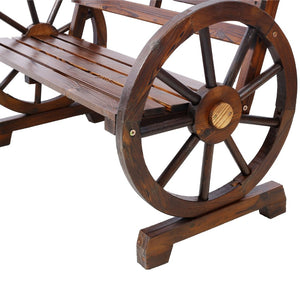 English Elm 2-person Solid Fir Wagon Wheel Outdoor Bench Slatted Rustic Porch Garden Seating W465P222613