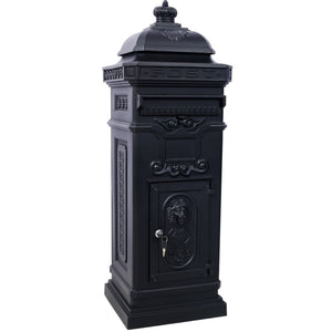 English Elm Mailboxs Cast Aluminum Floor Postbox Roman Column Statue Garden Rainproof Large Capacity Black W465P230044